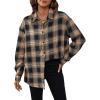 imageSweatyRocks Womens Plaid Button Front Long Sleeve High Low Shirt Blouse TopBeige Black