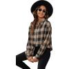 imageSweatyRocks Womens Plaid Button Front Long Sleeve High Low Shirt Blouse TopBeige Black
