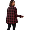 imageSweatyRocks Womens Plaid Button Front Long Sleeve High Low Shirt Blouse TopBlack Red Plaid