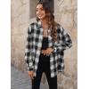 imageSweatyRocks Womens Plaid Button Front Long Sleeve High Low Shirt Blouse TopBlack White Tartan