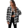 imageSweatyRocks Womens Plaid Button Front Long Sleeve High Low Shirt Blouse TopBlack White Tartan