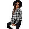 imageSweatyRocks Womens Plaid Button Front Long Sleeve High Low Shirt Blouse TopBlack White Tartan