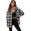 imageSweatyRocks Womens Plaid Button Front Long Sleeve High Low Shirt Blouse TopBlack White Tartan
