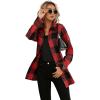 imageSweatyRocks Womens Plaid Button Front Long Sleeve High Low Shirt Blouse TopBlack and Red
