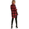 imageSweatyRocks Womens Plaid Button Front Long Sleeve High Low Shirt Blouse TopBlack and Red