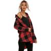 imageSweatyRocks Womens Plaid Button Front Long Sleeve High Low Shirt Blouse TopBlack and Red