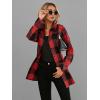 imageSweatyRocks Womens Plaid Button Front Long Sleeve High Low Shirt Blouse TopBlack and Red
