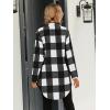 imageSweatyRocks Womens Plaid Button Front Long Sleeve High Low Shirt Blouse TopBlack and White
