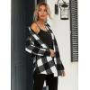 imageSweatyRocks Womens Plaid Button Front Long Sleeve High Low Shirt Blouse TopBlack and White