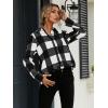 imageSweatyRocks Womens Plaid Button Front Long Sleeve High Low Shirt Blouse TopBlack and White