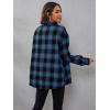 imageSweatyRocks Womens Plaid Button Front Long Sleeve High Low Shirt Blouse TopBlue Black
