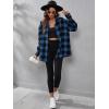imageSweatyRocks Womens Plaid Button Front Long Sleeve High Low Shirt Blouse TopBlue Black