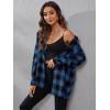 imageSweatyRocks Womens Plaid Button Front Long Sleeve High Low Shirt Blouse TopBlue Black