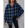 imageSweatyRocks Womens Plaid Button Front Long Sleeve High Low Shirt Blouse TopBlue Black