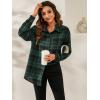 imageSweatyRocks Womens Plaid Button Front Long Sleeve High Low Shirt Blouse TopDark Green