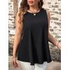 imageSweatyRocks Womens Plus Size Colorblock Criss Cross Patchwork Tank Top Round Neck Sleeveless TopsMulticolor