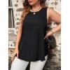 imageSweatyRocks Womens Plus Size Colorblock Criss Cross Patchwork Tank Top Round Neck Sleeveless TopsMulticolor