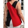 imageSweatyRocks Womens Plus Size Colorblock Criss Cross Patchwork Tank Top Round Neck Sleeveless TopsMulticolor