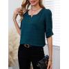 imageSweatyRocks Womens Puff Sleeve Square Neck Blouses Textured Solid Work Office Shirts TopsDark Green