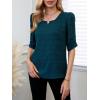 imageSweatyRocks Womens Puff Sleeve Square Neck Blouses Textured Solid Work Office Shirts TopsDark Green