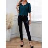 imageSweatyRocks Womens Puff Sleeve Square Neck Blouses Textured Solid Work Office Shirts TopsDark Green