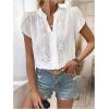 imageSweatyRocks Womens Puff Sleeve Tops V Neck Embroidery Eyelet Blouse ShirtsWhite