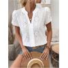 imageSweatyRocks Womens Puff Sleeve Tops V Neck Embroidery Eyelet Blouse ShirtsWhite