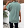 imageSweatyRocks Womens Short Sleeve Collared V Neck Blouse Button Front Asymmetrical Hem Loose Shirt TopsGreen