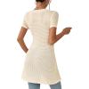 imageSweatyRocks Womens Square Neck Asymmetrical Tops Dressy Casual Short Sleeve Shirts Wrap Plain Tee ShirtBeige