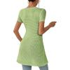 imageSweatyRocks Womens Square Neck Asymmetrical Tops Dressy Casual Short Sleeve Shirts Wrap Plain Tee ShirtGreen