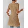 imageSweatyRocks Womens Square Neck Asymmetrical Tops Dressy Casual Short Sleeve Shirts Wrap Plain Tee ShirtKhaki