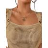 imageSweatyRocks Womens Square Neck Asymmetrical Tops Dressy Casual Short Sleeve Shirts Wrap Plain Tee ShirtKhaki