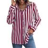 imageSweatyRocks Womens Casual Long Sleeve Striped Button Front Collared Blouse ShirtRed White
