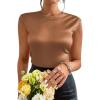 imageSweatyRocks Womens Elegant Sleeveless Round Neck Satin Blouse Solid Zipper Back Shirt Tank TopBrown