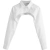 imageSweatyRocks Womens Long Sleeve Button Front Collared Ultra Crop Blouse Shirt TopWhite
