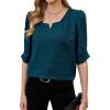 imageSweatyRocks Womens Puff Sleeve Square Neck Blouses Textured Solid Work Office Shirts TopsDark Green