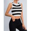 imageSweatyRocks Womens Casual Striped Sleeveless Crewneck Knitted Crop Tank TopsBlack and White