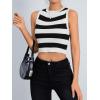imageSweatyRocks Womens Casual Striped Sleeveless Crewneck Knitted Crop Tank TopsBlack and White