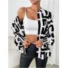 imageSweatyRocks Womens Graphic Print Long Lantern Sleeve Collar Neck Button Front Blouse Shirt TopBlack