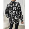imageSweatyRocks Womens Graphic Print Long Lantern Sleeve Collar Neck Button Front Blouse Shirt TopBlack White