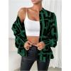 imageSweatyRocks Womens Graphic Print Long Lantern Sleeve Collar Neck Button Front Blouse Shirt TopDark Green