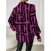 imageSweatyRocks Womens Graphic Print Long Lantern Sleeve Collar Neck Button Front Blouse Shirt TopHot Pink