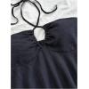 imageSweatyRocks Womens Halter Tops Criss Cross Sleeveless Eyelet Ruffle Crop Cami TopBlack