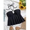imageSweatyRocks Womens Halter Tops Criss Cross Sleeveless Eyelet Ruffle Crop Cami TopBlack