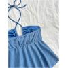 imageSweatyRocks Womens Halter Tops Criss Cross Sleeveless Eyelet Ruffle Crop Cami TopBlue