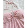 imageSweatyRocks Womens Halter Tops Criss Cross Sleeveless Eyelet Ruffle Crop Cami TopPink
