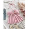 imageSweatyRocks Womens Halter Tops Criss Cross Sleeveless Eyelet Ruffle Crop Cami TopPink