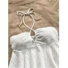 imageSweatyRocks Womens Halter Tops Criss Cross Sleeveless Eyelet Ruffle Crop Cami TopWhite