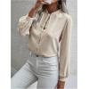 imageSweatyRocks Womens Lantern Long Sleeve Blouse Tie Knot Button Front Work ShirtsApricot