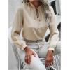 imageSweatyRocks Womens Lantern Long Sleeve Blouse Tie Knot Button Front Work ShirtsApricot